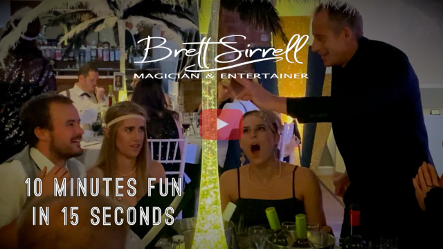 Shocked guest reactions in magician videos by Brett Sirrell; 10 minutes of fun in 15 seconds