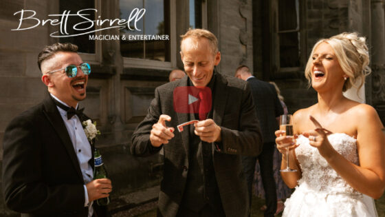 Professional magician video of Brett Sirrell performing amazing close-up magic at a wedding
